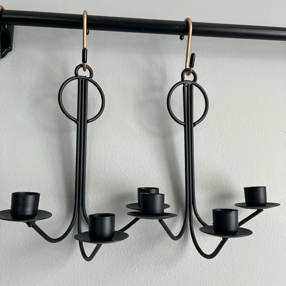 Other - Black Metal Taper Candle Wall Sconces